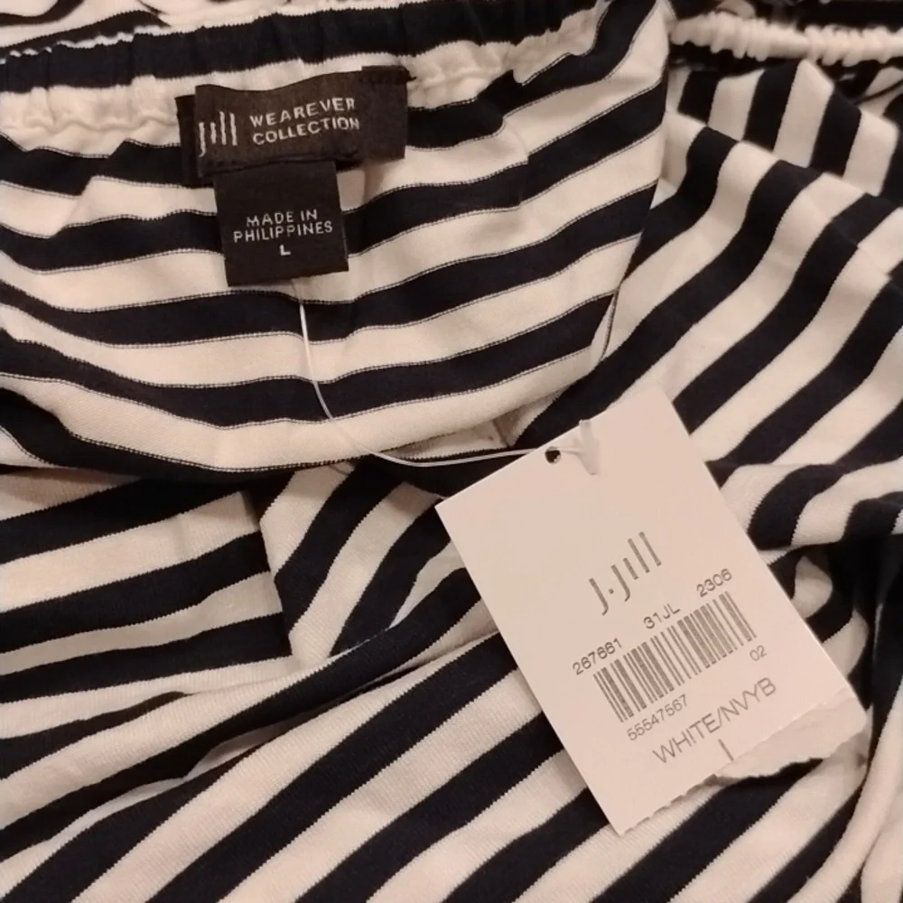 J.Jill Black and White Striped Women's Top - Picture 4 of 4